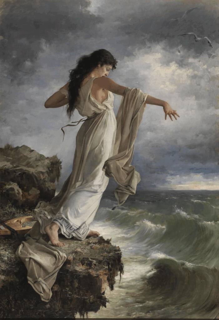 Dood van Sappho door Miguel Carbonell (1881)