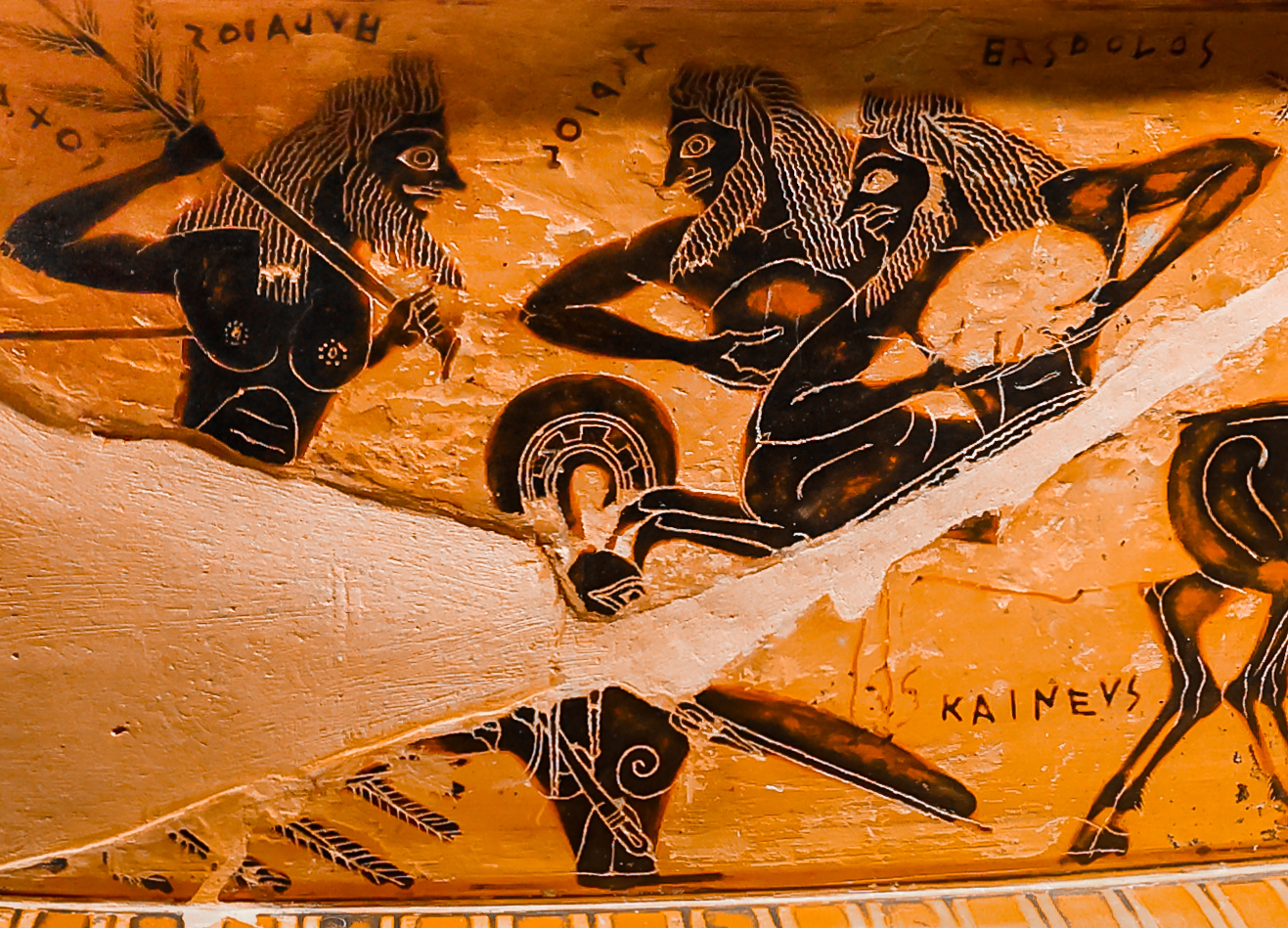 Ceaneus wordt de grond in geslagen door centauren tijdens de centauromachie